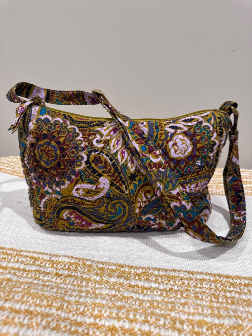 Vera Bradley Quilted Paisley Crossbody Shoulder Bag‎ - Olive Multi